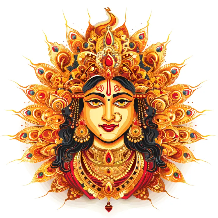 Golden Hindu Goddess Illustration