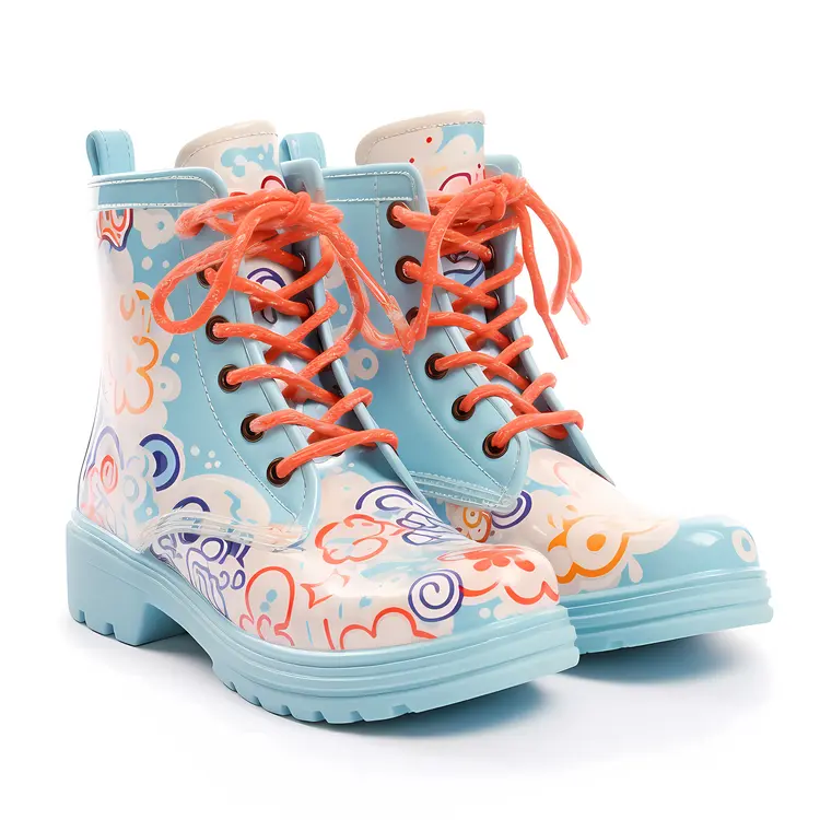 Colorful Doodle Design Rain Boots