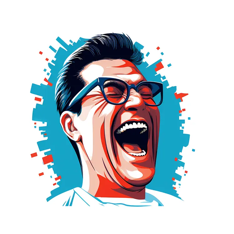 Laughing Man with Glasses in Pop Art Style