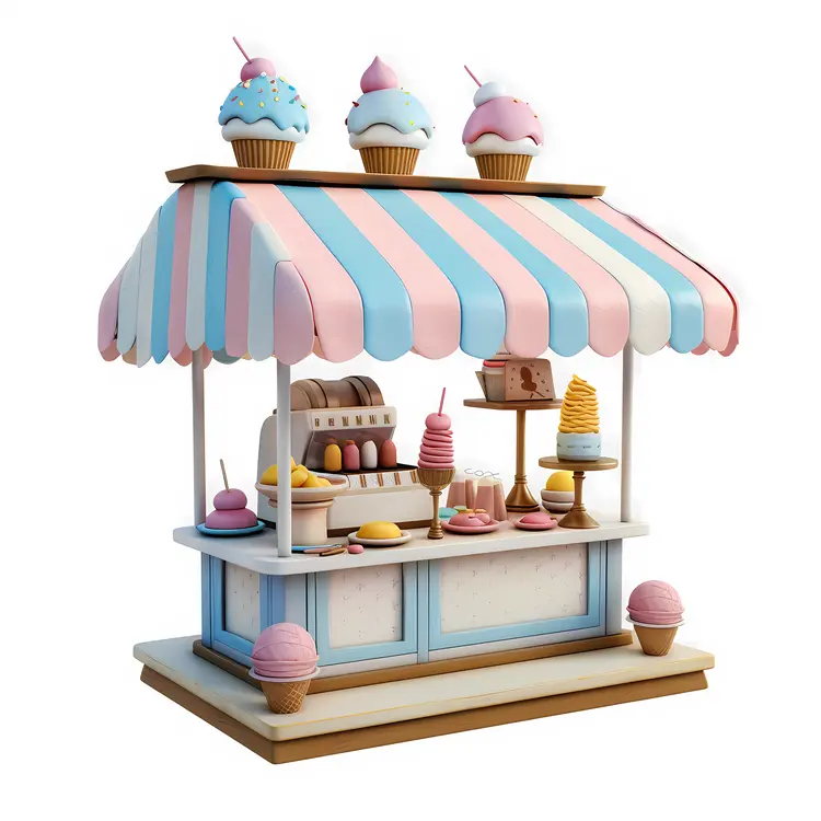 Colorful Cupcake Cart with Sweets