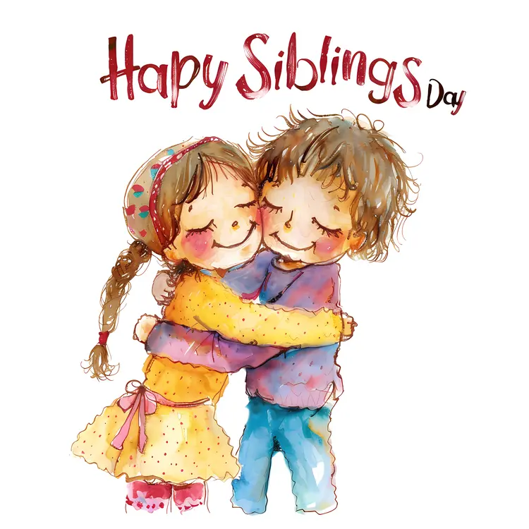 Happy Siblings Day Celebration with Two Hugging Children