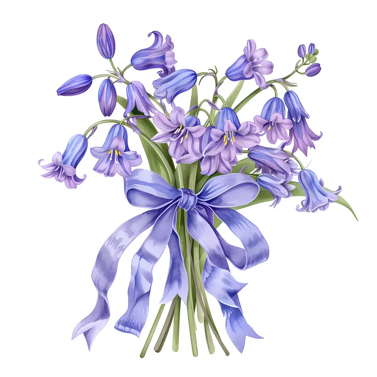 Bluebell Flower Bouquet with Purple Ribbon