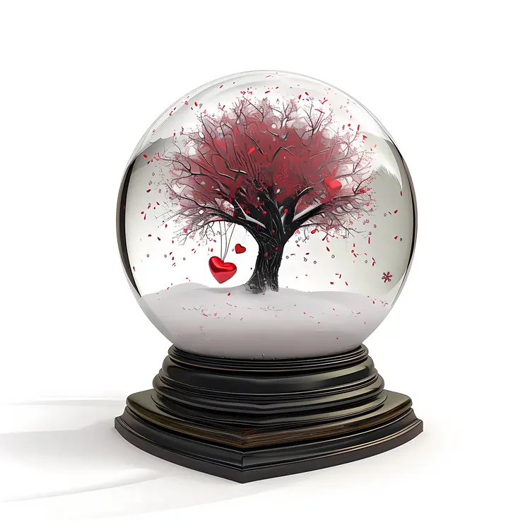 Heart Tree in Snow Globe with Swing