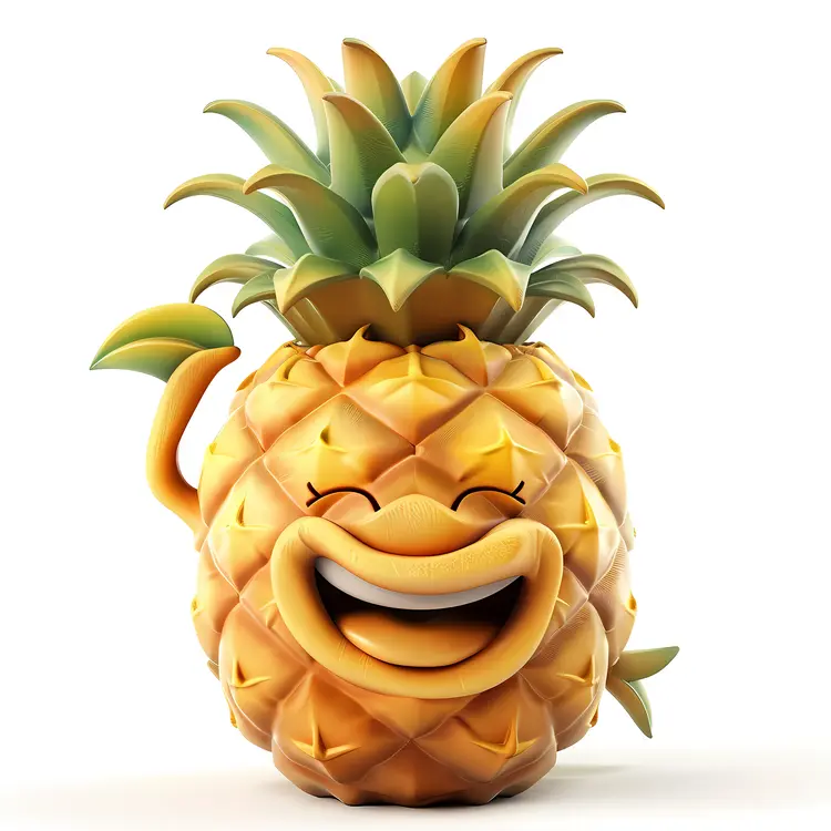 Laughing Yellow Pineapple Cartoon Character