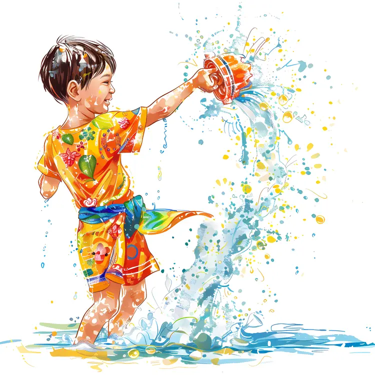 Boy Enjoying Songkran Festival