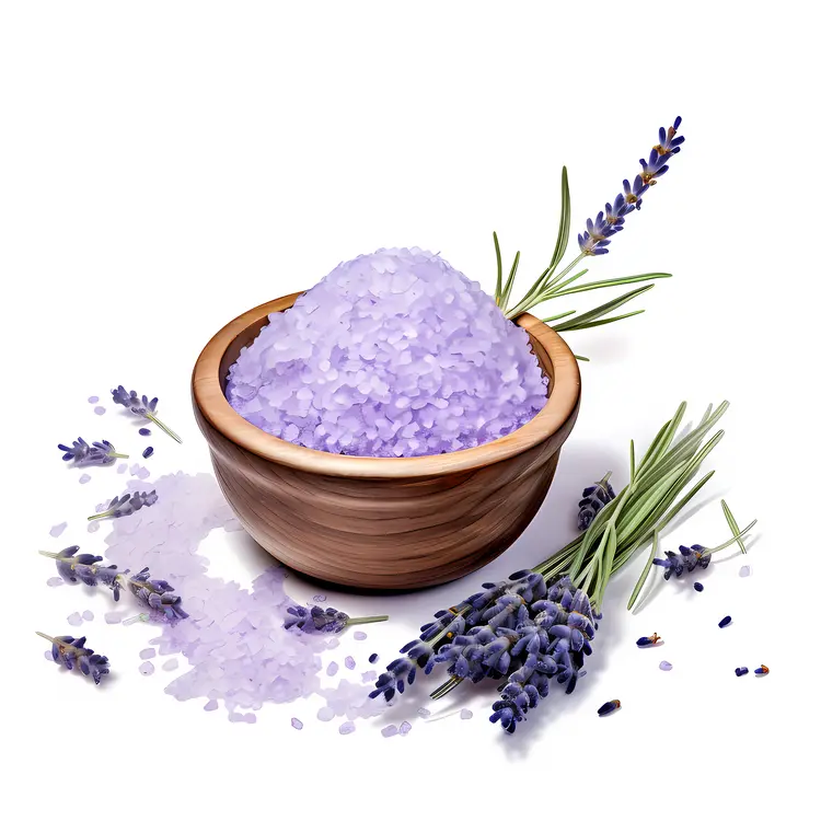 Lavender Bath Salts in Wooden Bowl