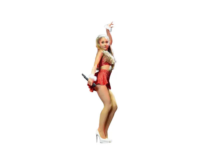 Woman in Red Outfit Performing