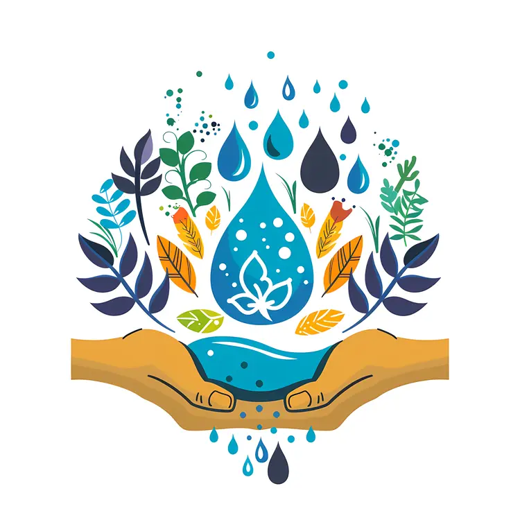 Hands Holding Water Drop with Plants