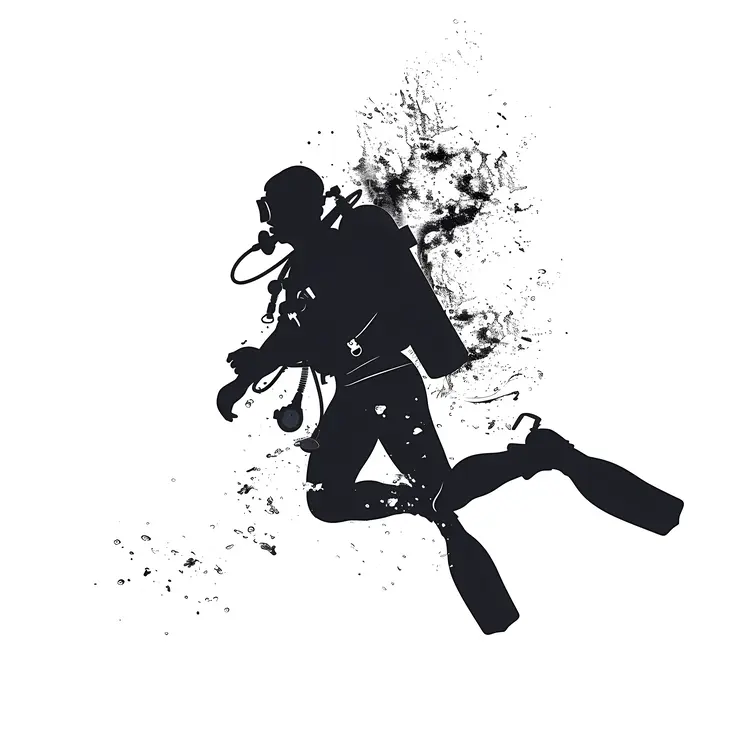 Abstract Scuba Diver in Black