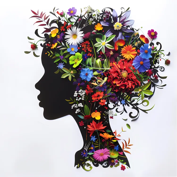 Floral Silhouette with Diverse Flowers