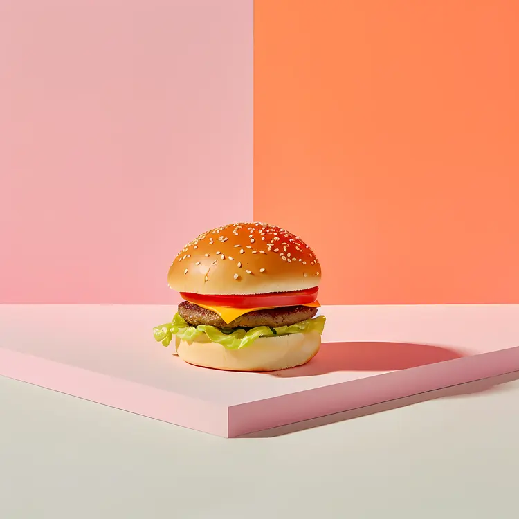 Tasty Cheeseburger with Lettuce and Tomato