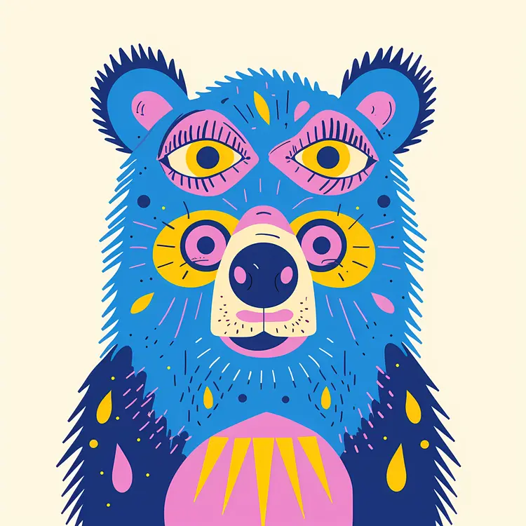 Colorful Bear Cartoon Illustration