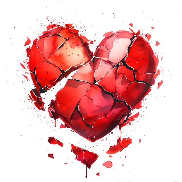 Shattered Red Heart Illustration