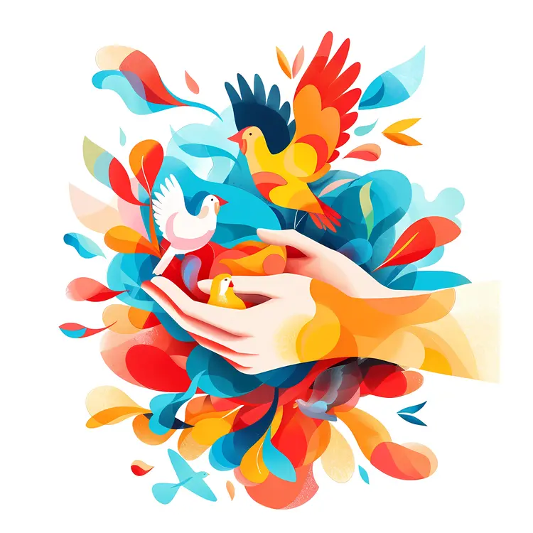 Hands and Birds Illustration