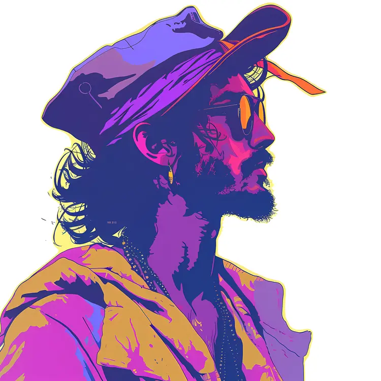 Man in Hat in Vibrant Colors