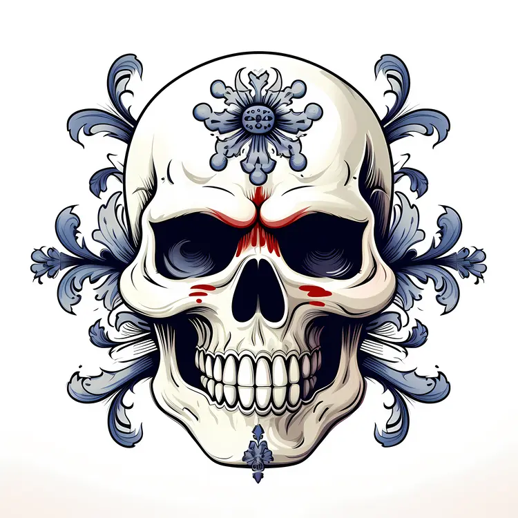 Artistic Skull with Floral Design