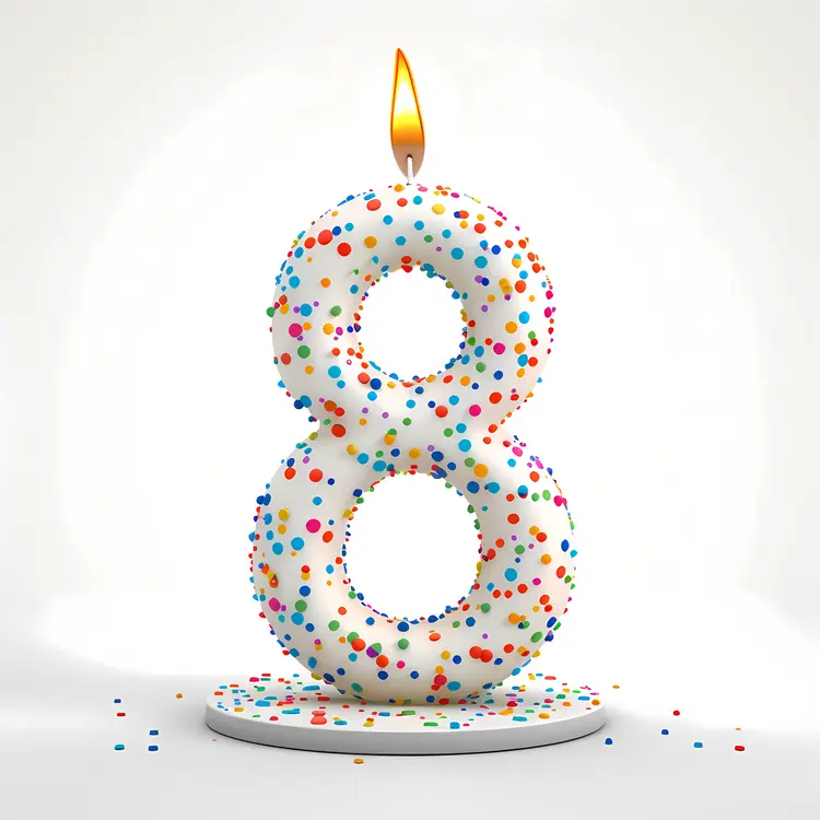 Colorful Number 8 Birthday Candle with Dots