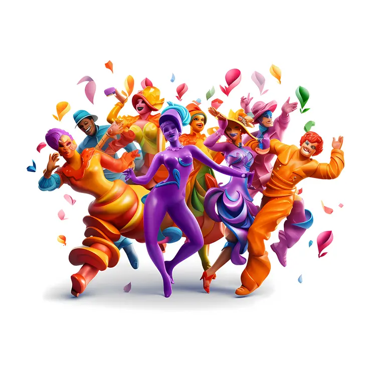 Colorful Dancing Group in Festive Costumes