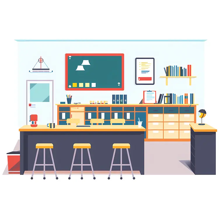 Science Lab with Stools and Equipment