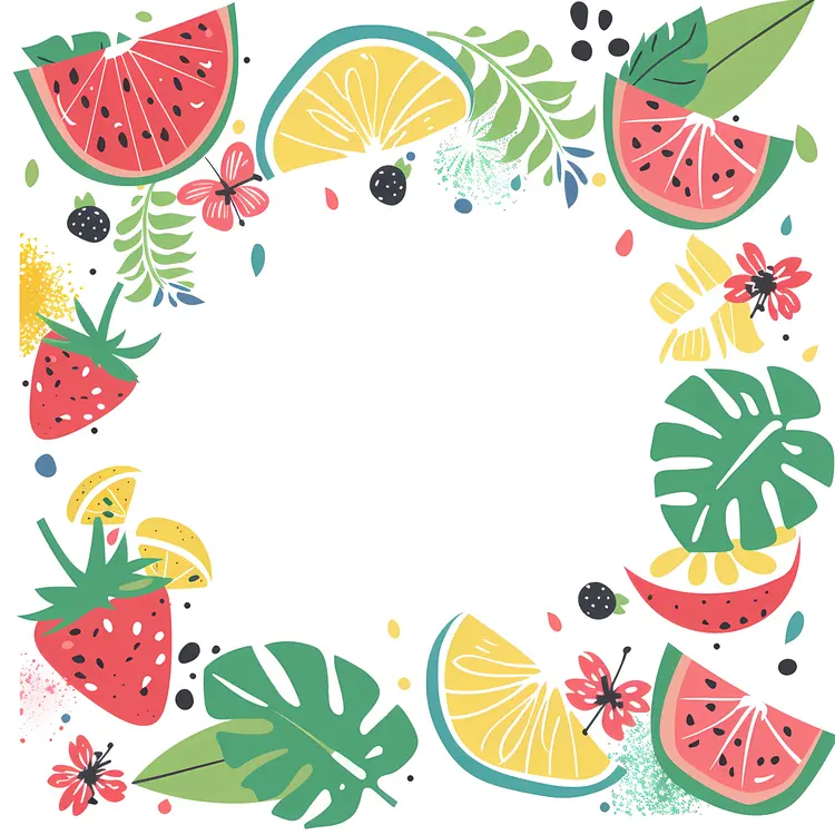Colorful Fruit and Leaves Frame