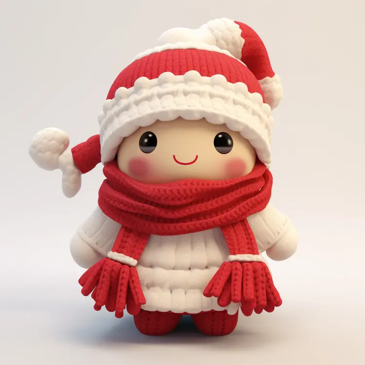 Adorable Red and White Winter Character