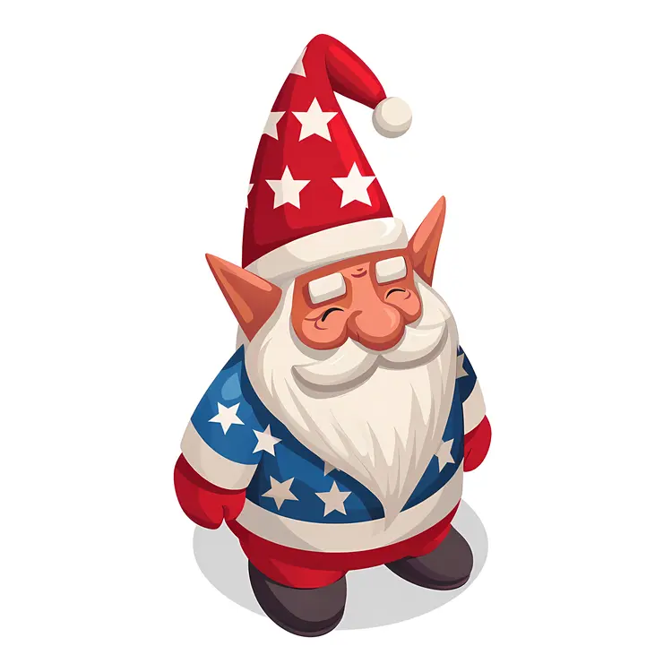 Patriotic Gnome with Stars and Stripes