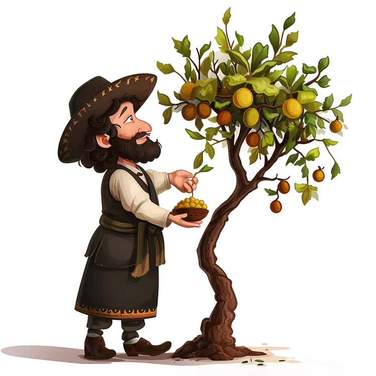 Man Harvesting Fruits from a Tree