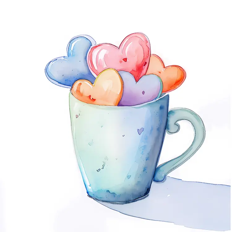Cup with colorful hearts