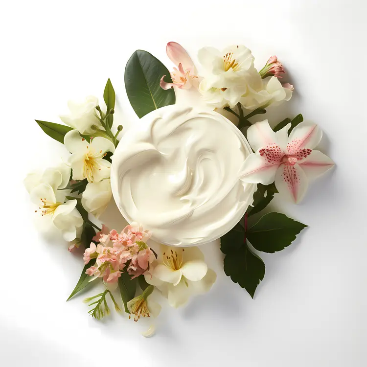White Cream Jar with White Flowers