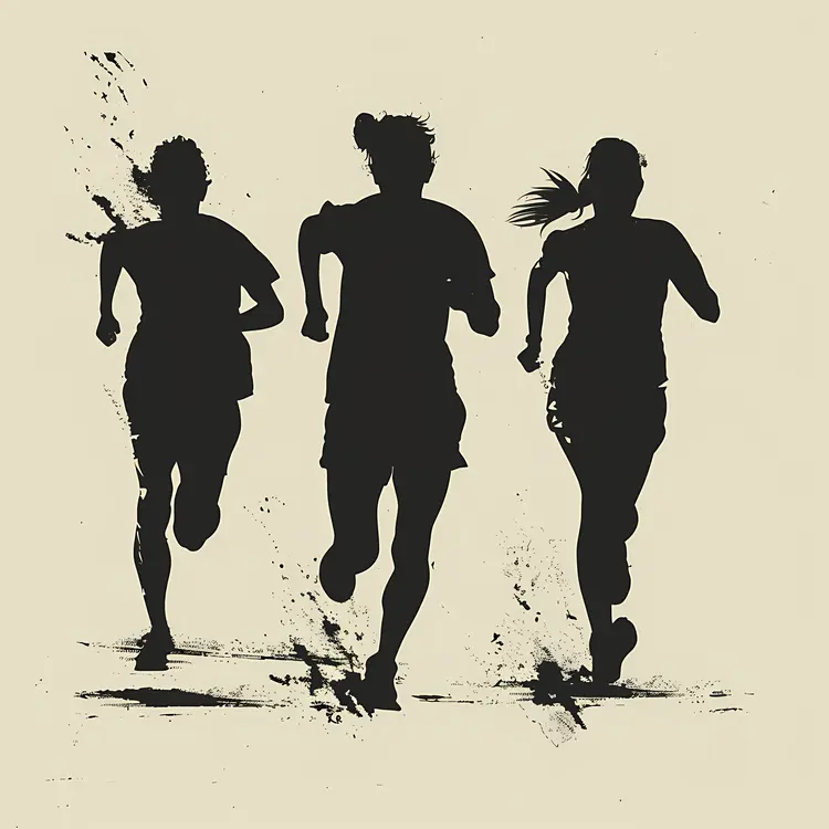 Silhouette of Three Runners
