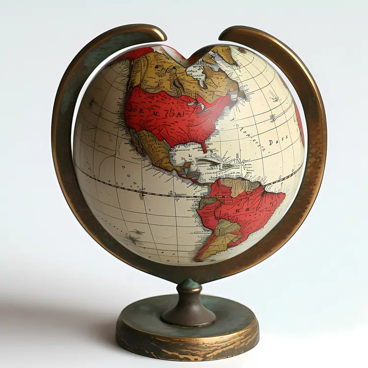 Vintage Globe with Heart-Shaped Stand