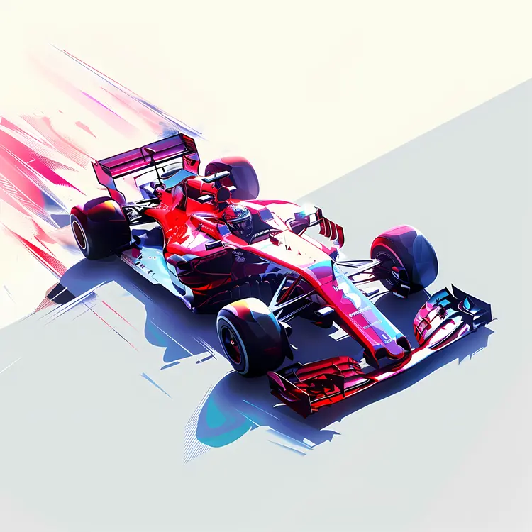 Red Race Car in Motion