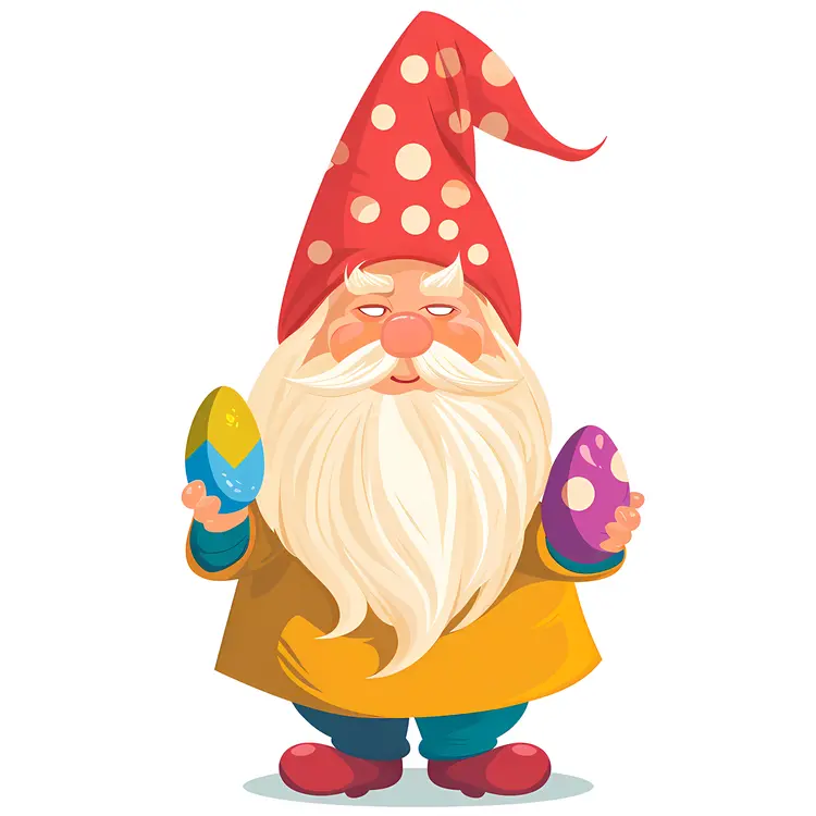 Gnome Holding Colorful Easter Eggs
