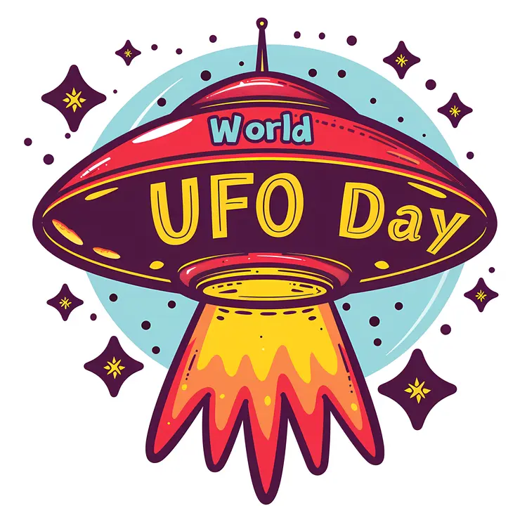World UFO Day Rocket Illustration