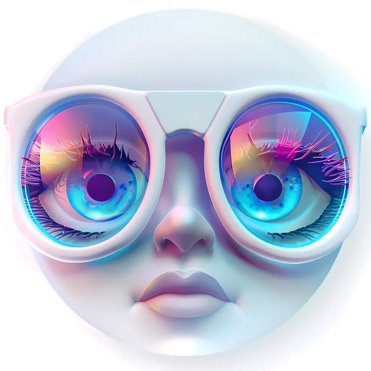 Colorful Cartoon Face with Glasses
