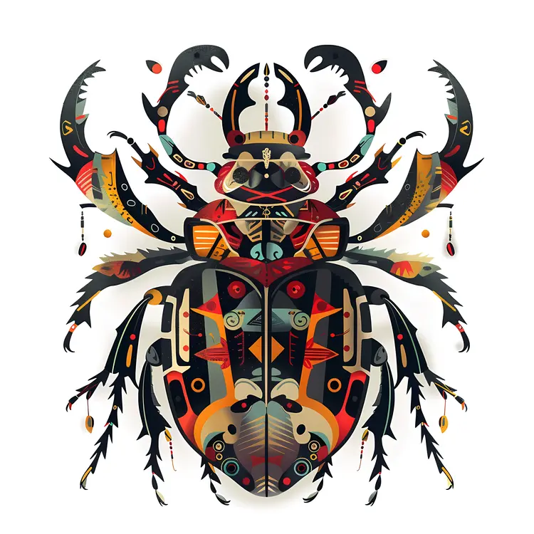 Ornate Colorful Beetle Illustration