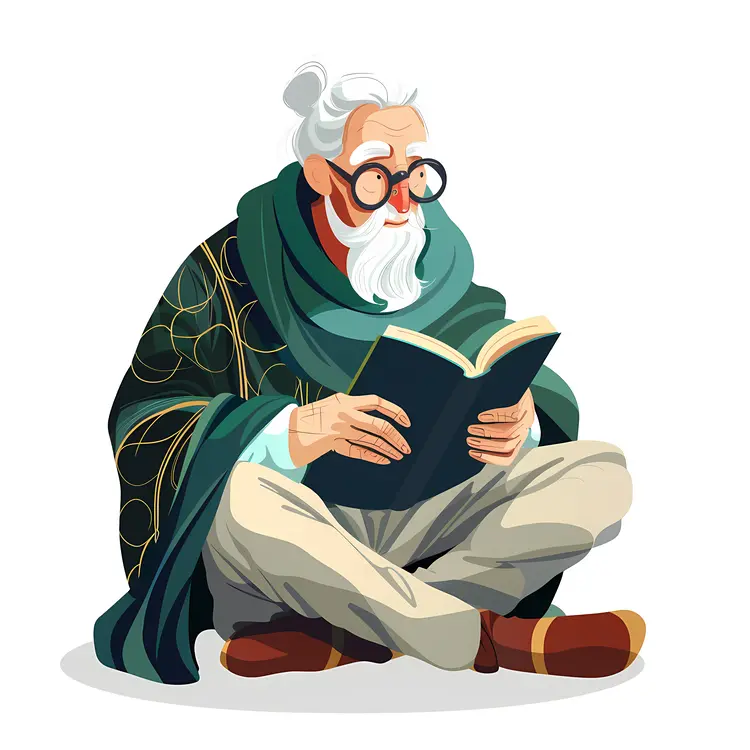 Man with Glasses Reading a Book