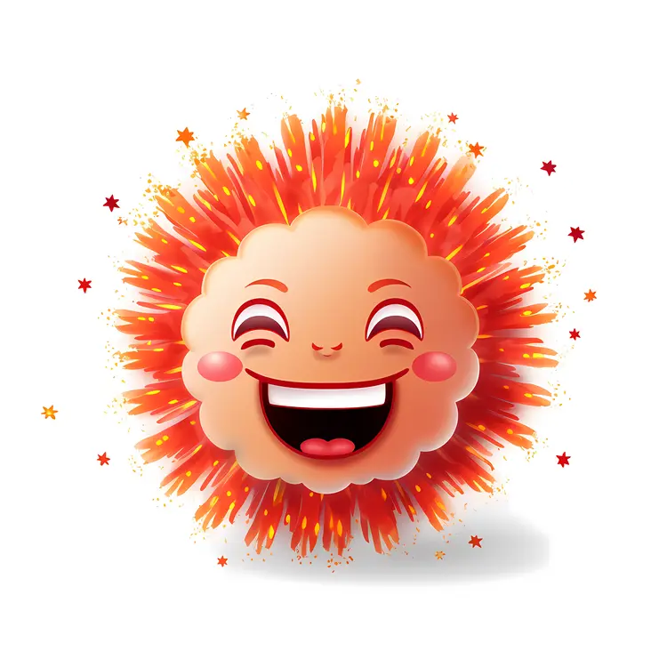 Happy Cartoon Character with Red Spikes