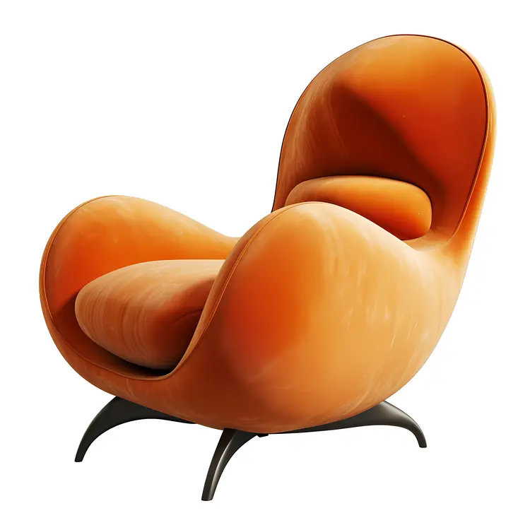 Contemporary Orange Chair with Curved Design