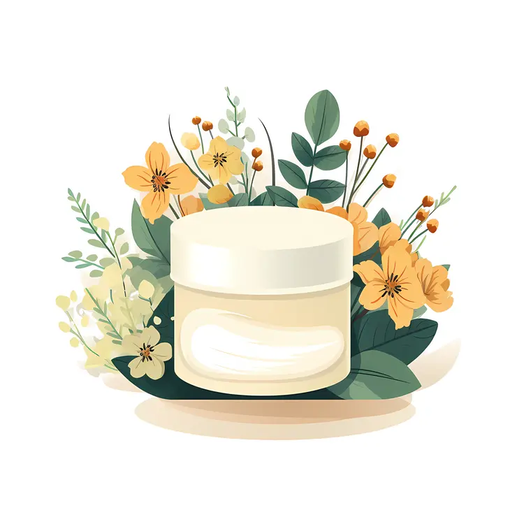 Cream Jar with Yellow Flowers