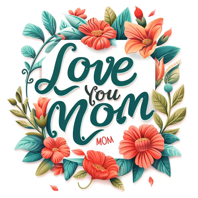 Love You Mom Floral Greeting