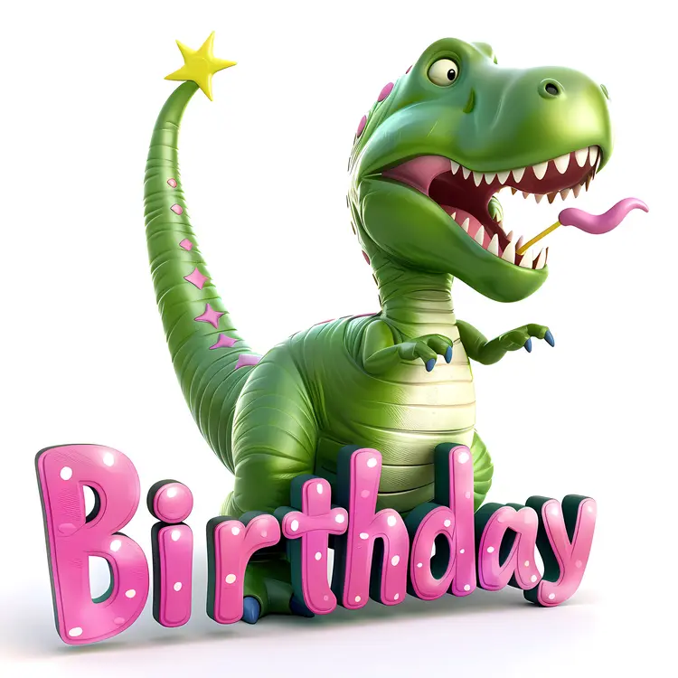 Green T-Rex Wishing Happy Birthday