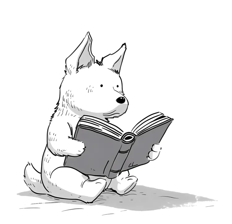 Cute Dog Reading a Book