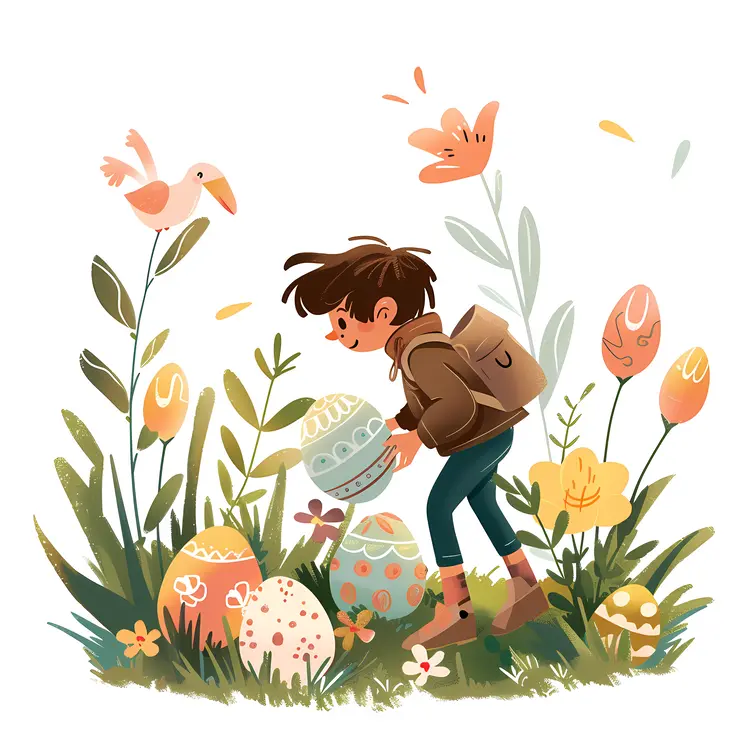 Boy Searching for Easter Eggs