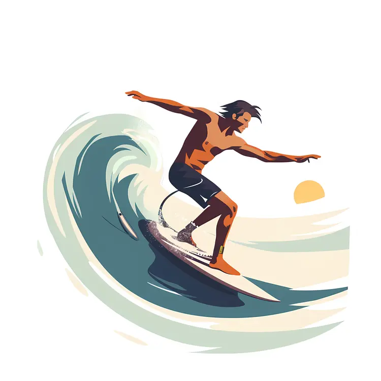 Surfer Riding a Wave