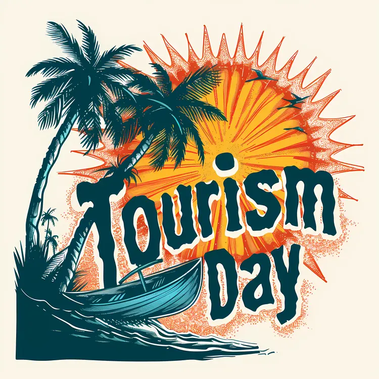 Tourism Day with Beach Illustration