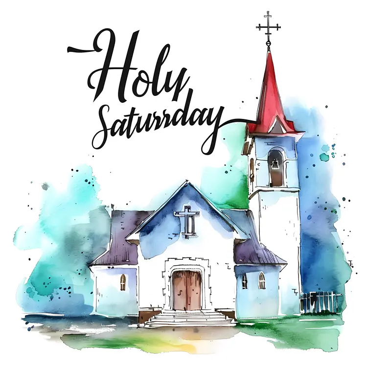 Holy Saturday Watercolor Church Illustration