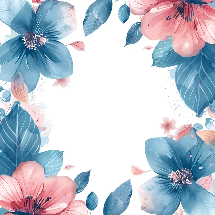 Soft Blue and Pink Floral Frame