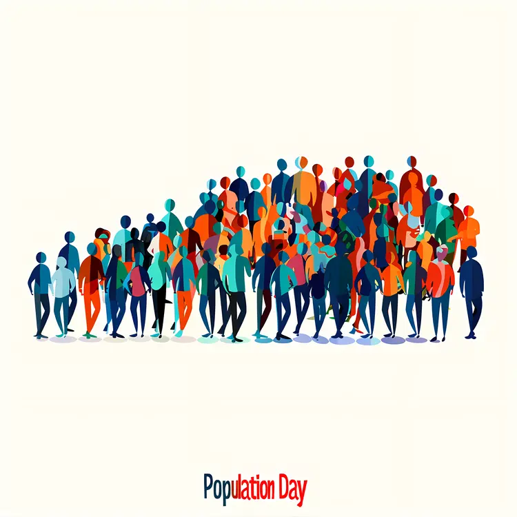 Colorful Crowd Illustration for Population Day