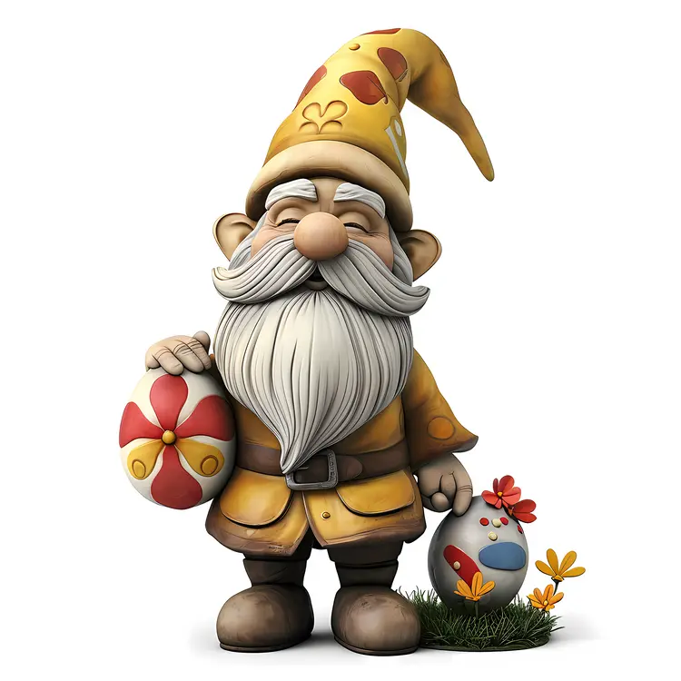 Gnome with Colorful Easter Eggs